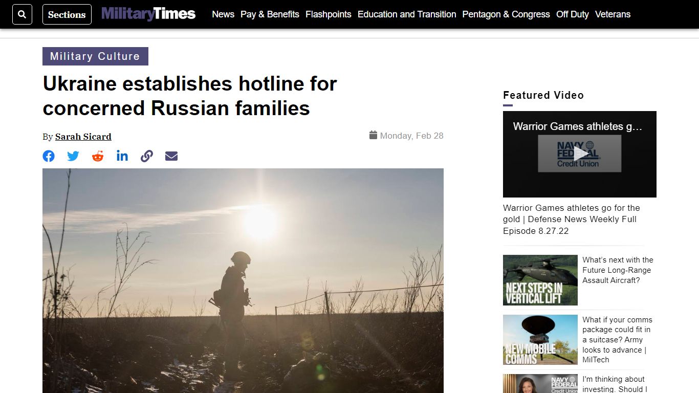 Ukraine establishes hotline for concerned Russian families - Military Times